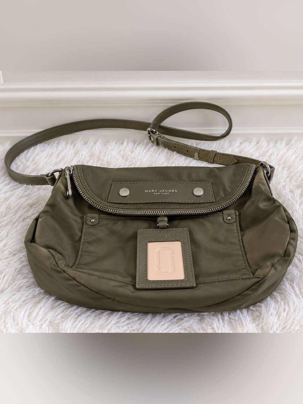 Marc Jacobs Preppy Nylon Mini Natasha Crossbody Bag-Olive. NEW